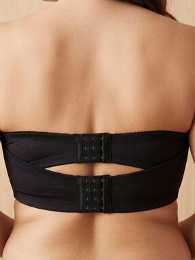 Black Strapless Bra Double Back Strap Underwire Padded Size 38DD